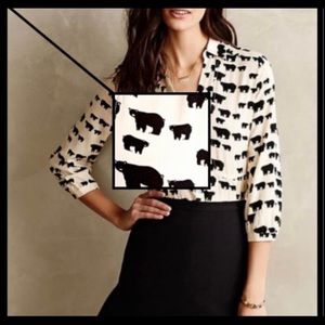 Bear print Anthropologie blouse